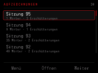 Liste der Aufzeichnungen