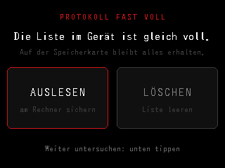 Hinweis: Protokoll fast voll